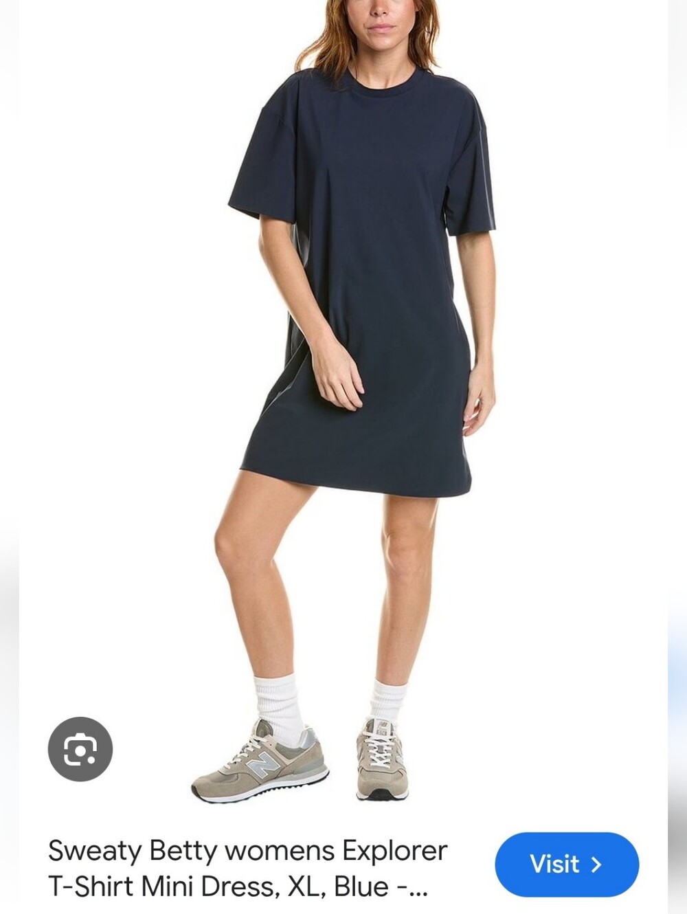 NWOT Sweaty Betty Explorer Lightweight  Blue Crewneck T-Shirt Mini Dress Sz XL